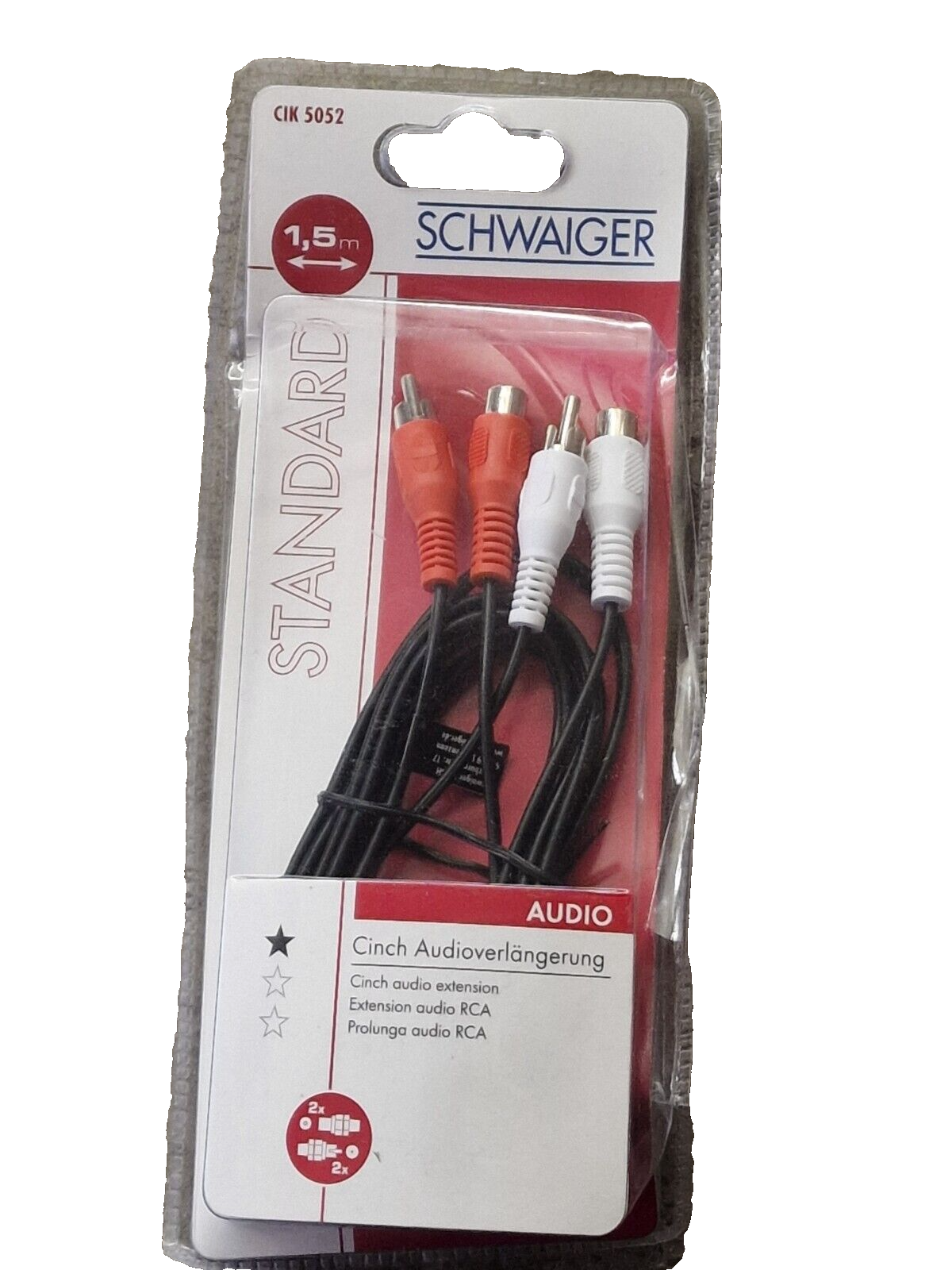Schwaiger CIK 5052 Cinch Audioverlängerung 1, 5 Meter